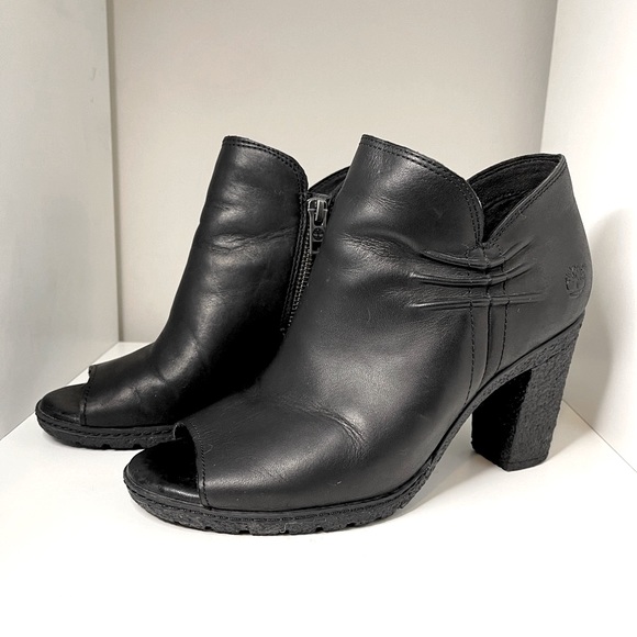 Timberland Shoes - Timberland Glancy Rouched peep toe black timberland heels